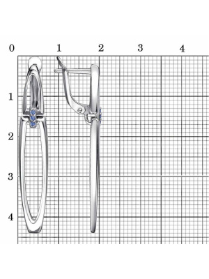 Серьги серебро 925 пробы, покрытие - платинирование, вставка - искусственная шпинель