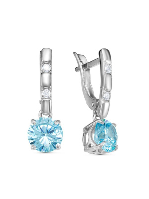 Серьги серебро 925 пробы, покрытие - родирование, вставка - фианит (недрагоценный камень)