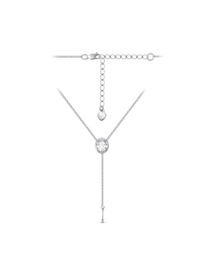 Колье бижутерия, покрытие - серебрение, вставка - фианит (недрагоценный камень)