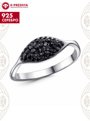Кольцо серебро 925 пробы, покрытие - платинирование, вставка - стекло ювелирное preciosa