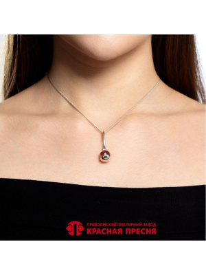 Подвеска серебро 925 пробы, покрытие - родирование, вставка - искусственный султанит