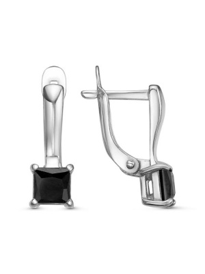 Серьги бижутерия, покрытие - платинирование, вставка - фианит (недрагоценный камень)