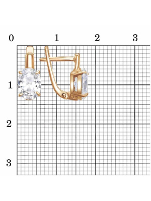Серьги серебро 925 пробы, покрытие - золочение, вставка - фианит (недрагоценный камень)