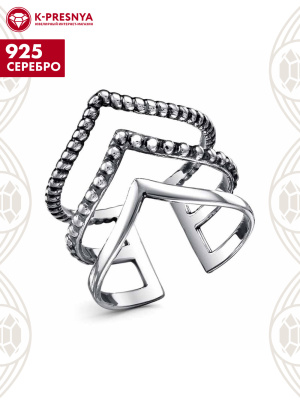 Кольцо серебро 925 пробы, покрытие - оксидирование, без вставок