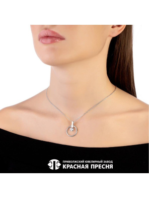 Подвеска серебро 925 пробы, покрытие - родирование, вставка - фианит (недрагоценный камень)