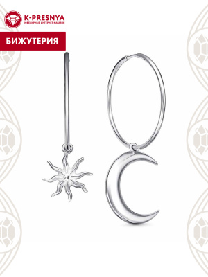 Серьги бижутерия, покрытие - платинирование, без вставок