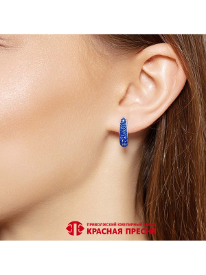 Серьги серебро 925 пробы, покрытие - платинирование, вставка - стекло ювелирное preciosa