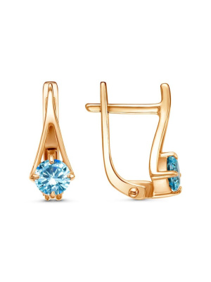 Серьги бижутерия, покрытие - золочение, вставка - фианит (недрагоценный камень)