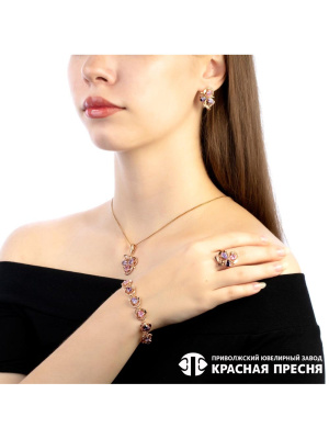 Браслет серебро 925 пробы, покрытие - золочение, вставка - фианит (недрагоценный камень)