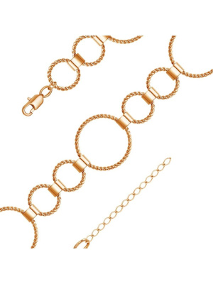 Браслет серебро 925 пробы, покрытие - золочение, без вставок