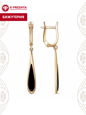 Серьги бижутерия, покрытие - золочение, отделка - эмаль, без вставок