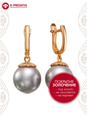 Серьги бижутерия, покрытие - золочение, вставка - имитация жемчуга