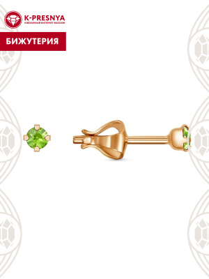 Серьги бижутерия, покрытие - золочение, вставка - стекло ювелирное preciosa