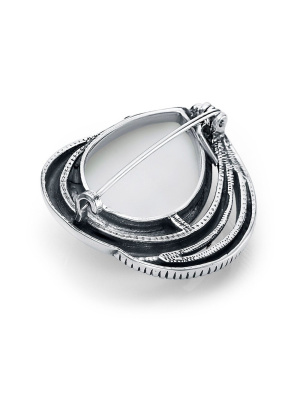 Брошь бижутерия, покрытие - серебрение с оксидированием, вставка - стекло ювелирное собственной огранки