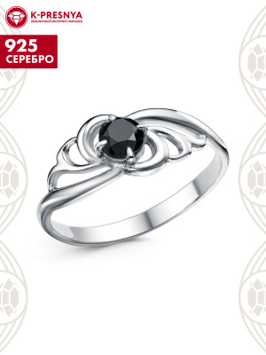 Кольцо серебро 925 пробы, покрытие - родирование, вставка - фианит (недрагоценный камень)