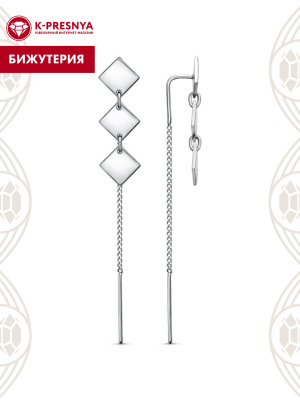 Серьги бижутерия, покрытие - платинирование, без вставок