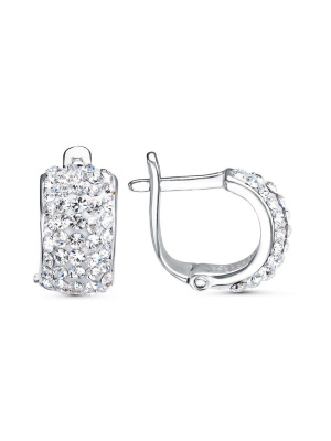 Серьги серебро 925 пробы, покрытие - платинирование, вставка - стекло ювелирное preciosa