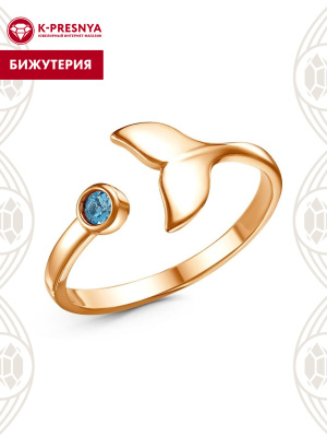 Кольцо бижутерия, покрытие - золочение, вставка - стекло ювелирное preciosa