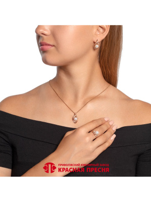 Подвеска бижутерия, покрытие - золочение, вставка - имитация жемчуга, фианит (недрагоценный камень)