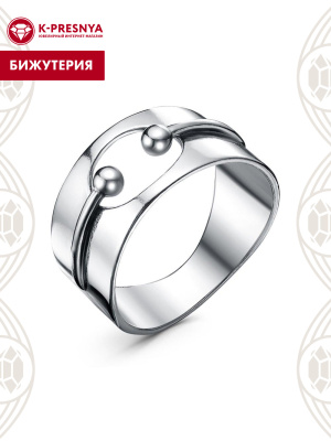 Кольцо бижутерия, покрытие - серебрение с оксидированием, без вставок