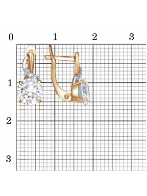 Серьги серебро 925 пробы, покрытие - золочение, выборочное родирование, вставка - фианит (недрагоценный камень)