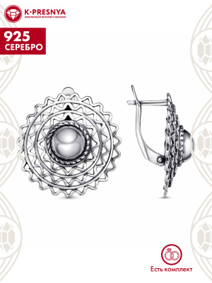 Серьги серебро 925 пробы, покрытие - оксидирование, без вставок