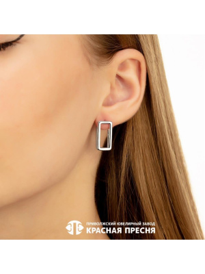 Серьги серебро 925 пробы, покрытие - родирование, без вставок