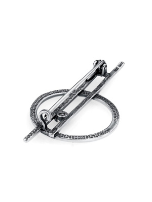 Брошь серебро 925 пробы, покрытие - оксидирование, вставка - фианит (недрагоценный камень)