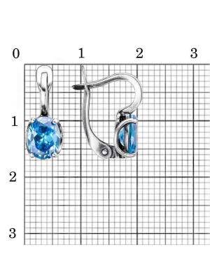 Серьги бижутерия, покрытие - серебрение с оксидированием, вставка - фианит (недрагоценный камень)