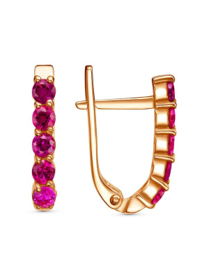 Серьги бижутерия, покрытие - золочение, вставка - синтетический корунд