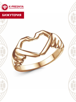 Кольцо бижутерия, покрытие - золочение, без вставок