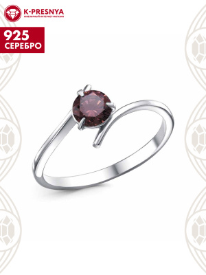 Кольцо серебро 925 пробы, покрытие - родирование, вставка - фианит (недрагоценный камень)