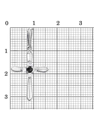 Подвеска серебро 925 пробы, покрытие - родирование, вставка - фианит (недрагоценный камень)