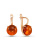 Серьги серебро 925 пробы, покрытие - золочение, вставка - искусственный янтарь
