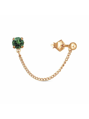 Серьга бижутерия, покрытие - золочение, вставка - искусственная шпинель