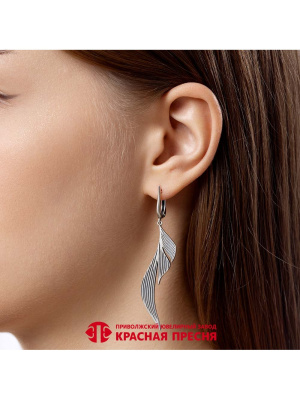 Серьги серебро 925 пробы, покрытие - оксидирование, без вставок