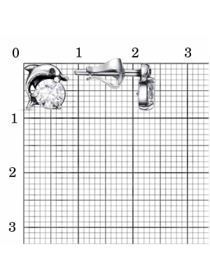 Серьги бижутерия, покрытие - серебрение с оксидированием, вставка - фианит (недрагоценный камень)