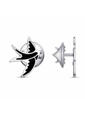 Брошь бижутерия, покрытие - платинирование, отделка - эмаль, без вставок