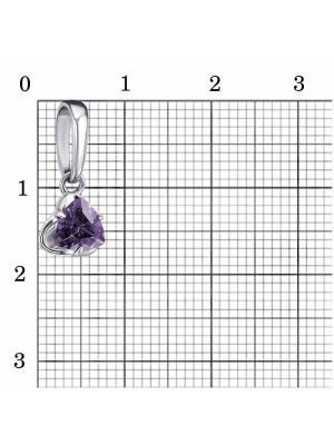 Подвеска серебро 925 пробы, покрытие - родирование, вставка - фианит (недрагоценный камень)