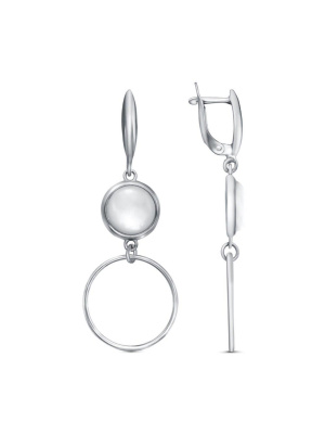 Серьги бижутерия, покрытие - серебрение, вставка - перламутр