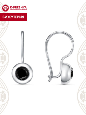 Серьги бижутерия, покрытие - серебрение, вставка - стекло ювелирное preciosa