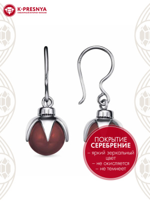 Серьги бижутерия, покрытие - серебрение с оксидированием, вставка - имитация жемчуга