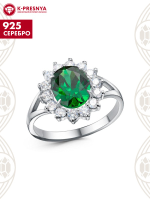 Кольцо серебро 925 пробы, покрытие - родирование, вставка - фианит (недрагоценный камень)