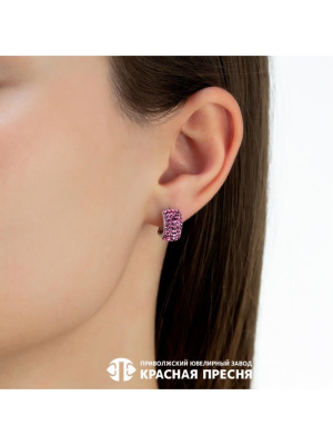 Серьги серебро 925 пробы, покрытие - платинирование, вставка - стекло ювелирное preciosa