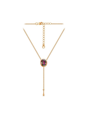 Колье бижутерия, покрытие - золочение, вставка - фианит (недрагоценный камень)