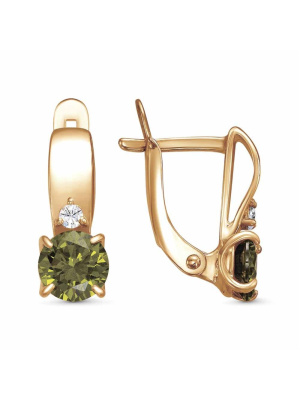 Серьги бижутерия, покрытие - золочение, вставка - фианит (недрагоценный камень)