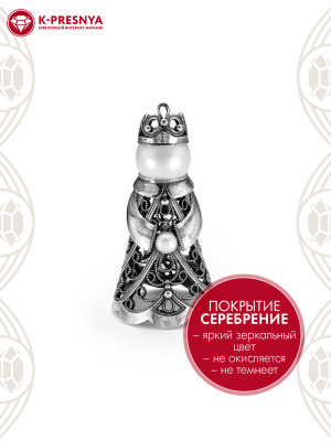 Сувенир бижутерия, покрытие - серебрение с оксидированием, вставка - имитация жемчуга, культивированный жемчуг