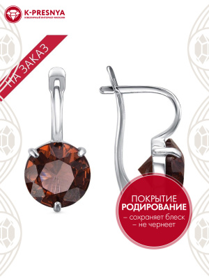 Серьги серебро 925 пробы, покрытие - родирование, вставка - ситалл собственной огранки