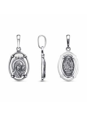 Подвеска "казанская божия матерь" серебро 925 пробы, покрытие - оксидирование, без вставок