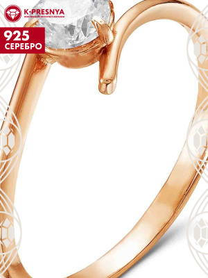 Кольцо серебро 925 пробы, покрытие - золочение, вставка - фианит (недрагоценный камень)